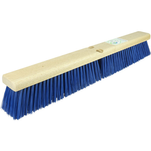 24″ Green Works Sweep, Medium Blue Fill with Rubberwood Block - Exact Industrial Supply
