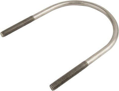 Made in USA - 7/8-9 UNC, 16-1/16" Long, Round U Bolt Clamp with No Mount Plate for 12" Pipe - 4-1/4" Thread Length, 12-7/8" Wide, Grade 304 Stainless Steel - Exact Industrial Supply