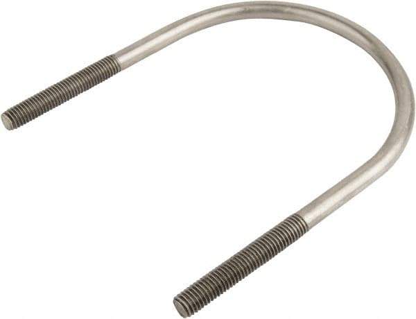 Made in USA - 7/8-9 UNC, 17-5/16" Long, Round U Bolt Clamp with No Mount Plate for 14" Pipe - 4-1/4" Thread Length, 14-1/8" Wide, Grade 304 Stainless Steel - Exact Industrial Supply