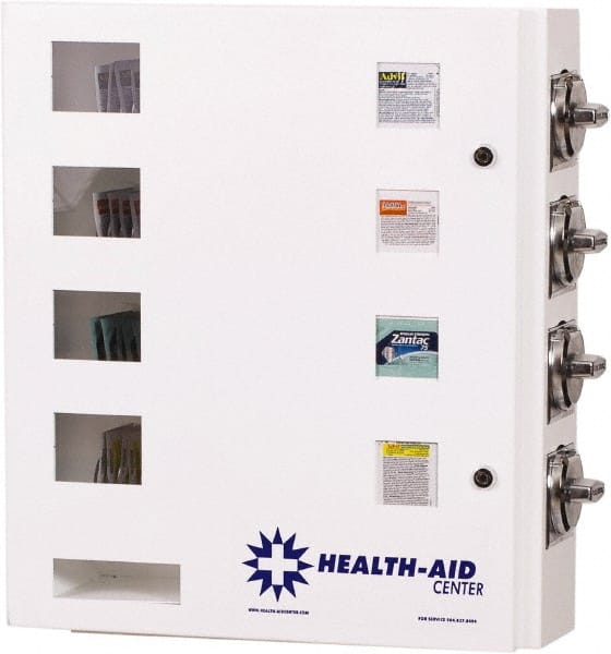 Synergy Management - Medical Vending Machines & Dispensers; Height (Inch): 21 ; Width (Inch): 20 ; Depth (Inch): 5-1/2 ; Number of Shelves: 4 ; Door Type: Manual Closing ; Shelf Type: Adjustable - Exact Industrial Supply