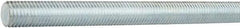 Made in USA - 1-1/8-12 UNF (Fine), 12' Long, Medium Carbon Steel General Purpose Threaded Rod - Zinc-Plated Finish, Right Hand Thread - Exact Industrial Supply