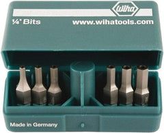 Wiha - 10 Piece, 1/4" Drive Screwdriver Tamperproof Bit Set - 3/32 to 3/16" Hex - Exact Industrial Supply