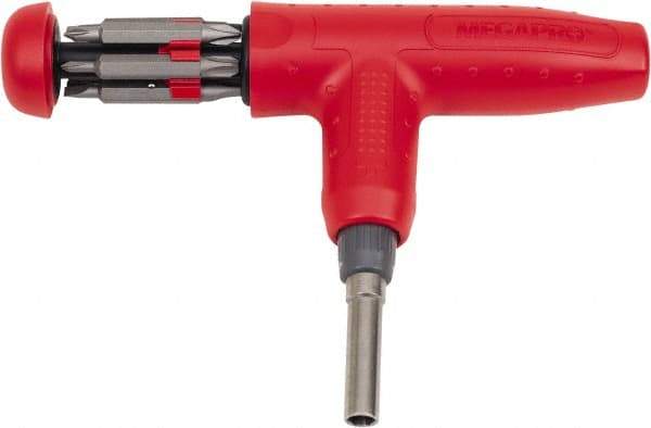 Megapro - 13-in-1 T-Handle Bit Screwdriver - Phillips, Slotted, Torx & Square Tips - Exact Industrial Supply