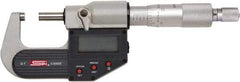 SPI - 6 to 7" Range, 0.00005" Resolution, Standard Throat IP65 Electronic Outside Micrometer - 0.0002" Accuracy, Ratchet Stop Thimble, Carbide-Tipped Face, LR44 Battery, Includes NIST Traceable Certification of Inspection - Exact Industrial Supply