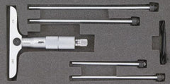 SPI - 0 to 12" Range, 12 Rod, Mechanical Depth Micrometer - Ratchet Stop Thimble, 2-1/2" Base Length, 0.001" Graduation, 4.5mm Rod Diam - Exact Industrial Supply