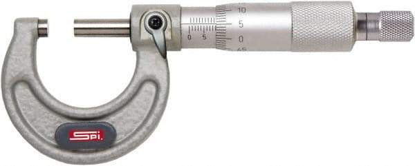 SPI - 11 to 12" Range, 0.0001" Graduation, Mechanical Outside Micrometer - Ratchet Stop Thimble, 6.62" Throat Depth, Accurate to 0.0003" - Exact Industrial Supply