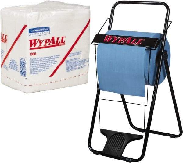 WypAll - X80 1/4 Fold Shop Towel/Industrial Wipes - Poly Pack, 12-1/2" x 12-1/2" Sheet Size, White - Exact Industrial Supply