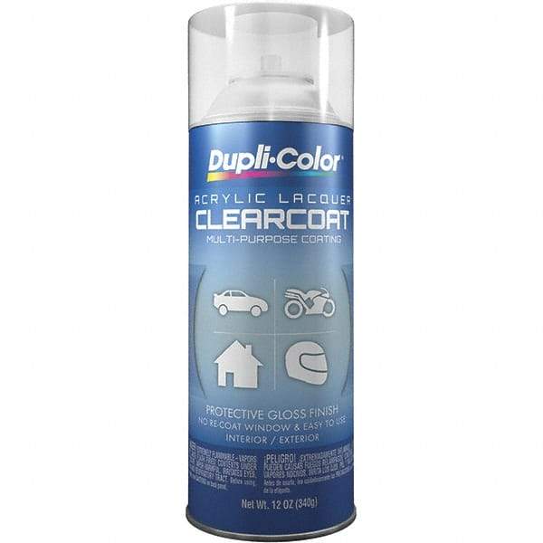 Dupli-Color - Clear, Gloss, Lacquer Spray Paint - 12 to 14 Sq Ft per Can, 12 oz Container - Exact Industrial Supply