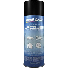 Dupli-Color - Black, Flat, Lacquer Spray Paint - 12 to 14 Sq Ft per Can, 12 oz Container - Exact Industrial Supply