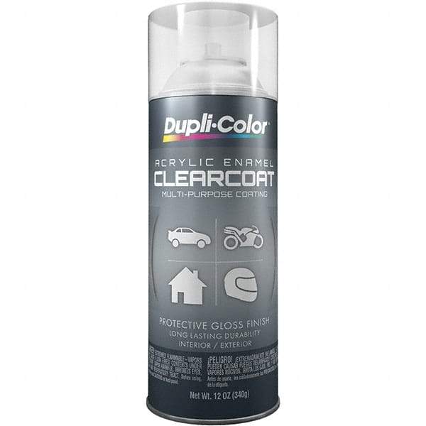 Dupli-Color - Crystal Clear, Flat, Acrylic Enamel Spray Paint - 12 to 14 Sq Ft per Can, 12 oz Container - Exact Industrial Supply