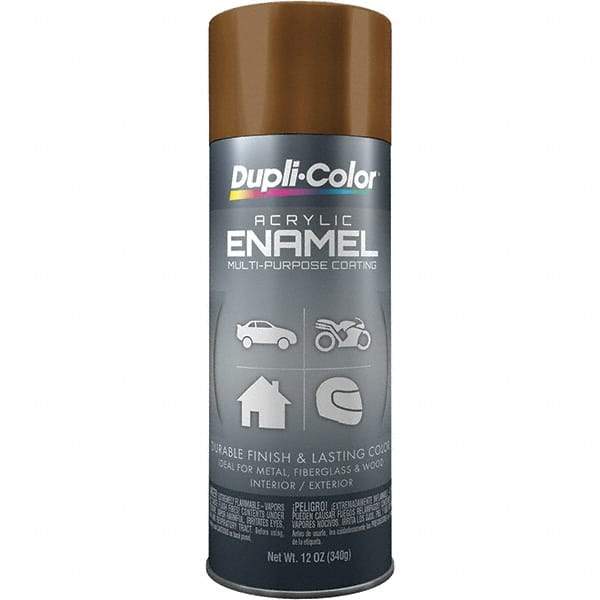 Dupli-Color - Leather Brown, Gloss, Acrylic Enamel Spray Paint - 12 to 14 Sq Ft per Can, 12 oz Container - Exact Industrial Supply