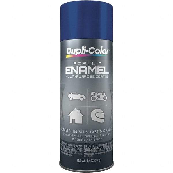 Dupli-Color - Royal Blue, Gloss, Acrylic Enamel Spray Paint - 12 to 14 Sq Ft per Can, 12 oz Container - Exact Industrial Supply