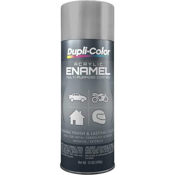 Dupli-Color - Medium Gray, Gloss, Acrylic Enamel Spray Paint - 12 to 14 Sq Ft per Can, 12 oz Container - Exact Industrial Supply