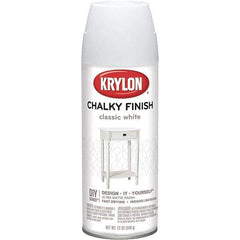 Krylon - White, Flat, Aerosol Spray Paint - 15 to 20 Sq Ft per Can, 12 oz Container - Exact Industrial Supply