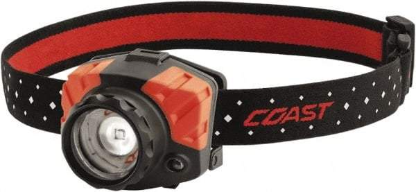 Coast Cutlery - White, Red LED Bulb, 540 Lumens, Hands-free Flashlight - Black, Red Plastic Body, 3 AAA Batteries Included - Exact Industrial Supply