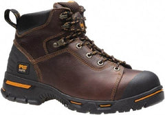 Timberland PRO - Men's Size 7.5 Medium Width Steel Work Boot - Brown, Leather, Rubber Upper, Rubber Outsole, 6" High, Safety Toe, Puncture Resistant - Exact Industrial Supply