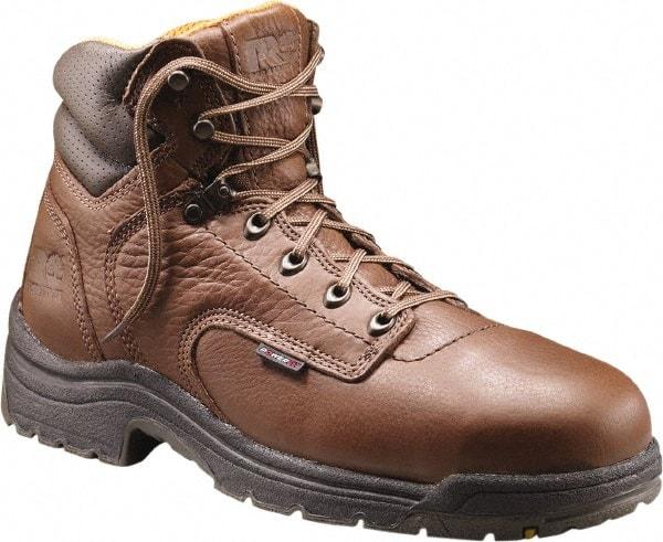 Timberland PRO - Men's Size 6.5 Wide Width Steel Work Boot - Brown, Leather Upper, Rubber Outsole, 6" High, Safety Toe - Exact Industrial Supply