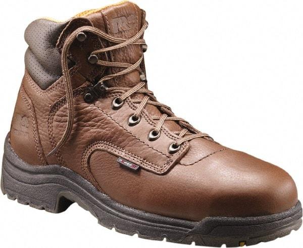 Timberland PRO - Men's Size 5 Wide Width Steel Work Boot - Brown, Leather Upper, Rubber Outsole, 6" High, Safety Toe - Exact Industrial Supply