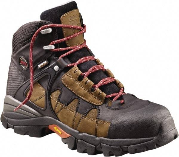 Timberland PRO - Men's Size 10.5 Medium Width Steel Work Boot - Brown, Leather Upper, Rubber Outsole, 6" High, Safety Toe, Waterproof - Exact Industrial Supply