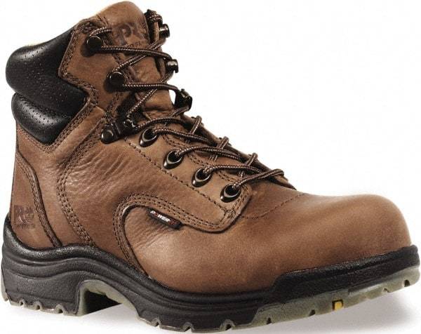 Timberland PRO - Women's Wide Width Steel Work Boot - Brown, Leather Upper, Rubber Outsole, 6" High, Safety Toe - Exact Industrial Supply