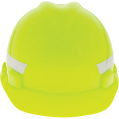 Hard Hat: Impact Resistant, V-Gard Slotted Cap, Type 1, Class C, 4-Point Suspension - Green;Yellow, HDPE, slotted