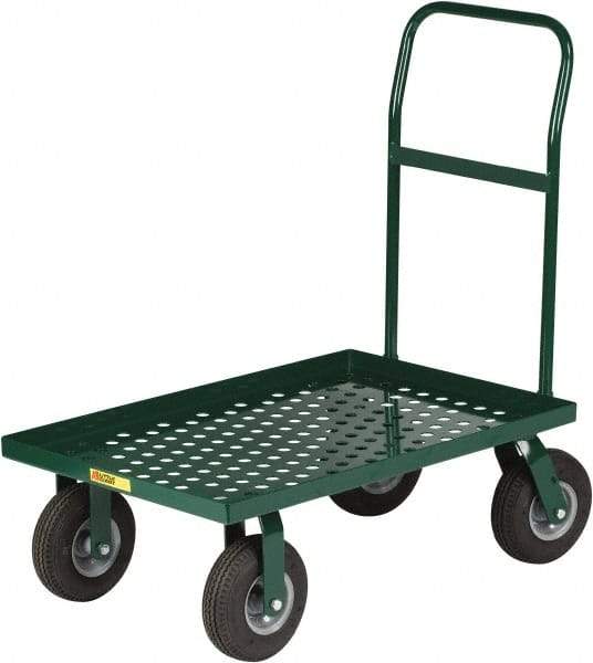 Little Giant - 1,000 Lb Capacity Steel Perforated Deck Platform Truck - Steel Deck, 24" OAW, 36" Platform Length x 11" Platform Height, Pneumatic Casters - Exact Industrial Supply