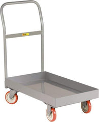 Little Giant - 1,200 Lb Capacity Steel Platform Truck - Steel Deck, 24" OAW, 48" Platform Length x 6-1/2" Platform Height, Polyurethane Casters - Exact Industrial Supply