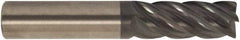 Accupro - 1", 4-1/4" LOC, 1" Shank Diam, 7" OAL, 5 Flute, Solid Carbide Square End Mill - Single End, AlTiCrN Finish, Spiral Flute, 38° Helix, Centercutting, Right Hand Cut, Right Hand Flute, Series HS - Exact Industrial Supply