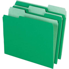 Pendaflex - 14-5/8 x 9-3/16", Letter Size, Bright Green, File Folders with Top Tab - 11 Point Stock, Assorted Tab Cut Location - Exact Industrial Supply