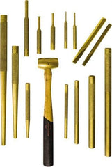 Mayhew - 15 Piece Punch & Chisel Set - 3/8 to 1/2" Chisel, 1/8 to 3/4" Punch, Round Shank - Exact Industrial Supply