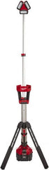 Milwaukee Tool - Cordless Work Lights; Voltage: 18 ; Run Time: 8 Hrs. ; Lumens: 3000 ; Color: Red/ Black ; Includes: (1)?M18? ROCKET? Tower Light/Charger?(2136-20) ; PSC Code: 6210 - Exact Industrial Supply