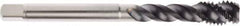 Seco - M22x2.50 Metric 4 Flute 6HX Modified Bottoming Spiral Flute Tap - Powdered Metal, AlTiN Finish, 140mm OAL, Right Hand Flute, Right Hand Thread, H6 - Exact Industrial Supply