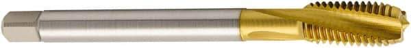 Seco - M18x2.50 Metric 3 Flute 6H Modified Bottoming Spiral Flute Tap - Cobalt, TiN Finish, 125mm OAL, Right Hand Flute, Right Hand Thread, H6 - Exact Industrial Supply