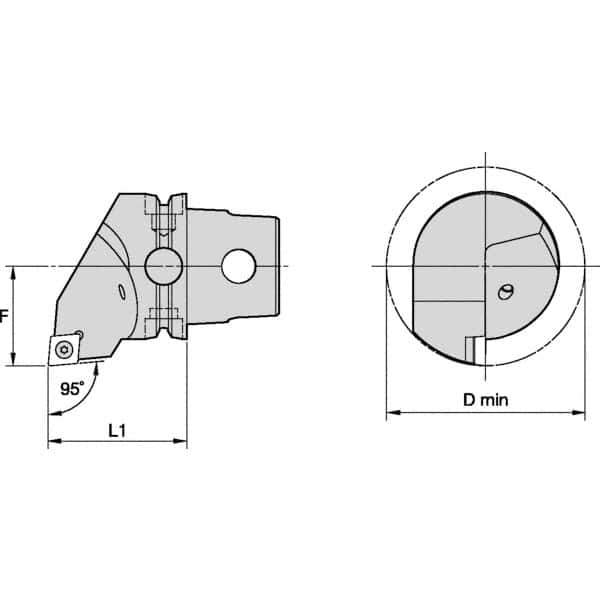 Kennametal - Insert Style CC.., 40mm Head Length, Left Hand Cut, Internal Modular Threading Cutting Unit Head - System Size KM40TS, 27mm Center to Cutting Edge, Series S-Clamping - Exact Industrial Supply