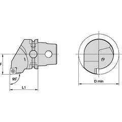 Kennametal - Insert Style CC.., 40mm Head Length, Left Hand Cut, Internal Modular Threading Cutting Unit Head - System Size KM40TS, 27mm Center to Cutting Edge, Series S-Clamping - Exact Industrial Supply
