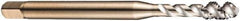 DORMER - M12x1.75 Metric Coarse 3 Flute 6H Bottoming Spiral Flute Tap - Cobalt, Bright Finish, 110mm OAL, Right Hand Flute, Right Hand Thread, Series EX006H - Exact Industrial Supply