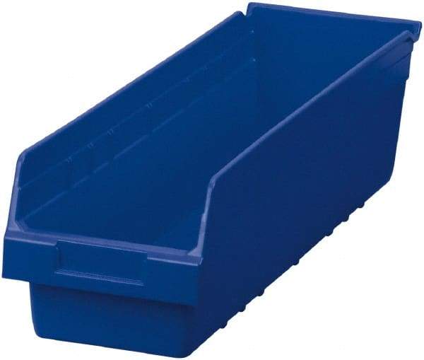 Akro-Mils - 23-5/8" Deep, Blue Polymer Hopper Shelf Bin - 6" High x 6-5/8" Wide x 23-5/8" Long - Exact Industrial Supply