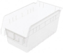 Akro-Mils - 11-5/8" Deep, Clear Polymer Hopper Shelf Bin - 6" High x 6-5/8" Wide x 11-5/8" Long - Exact Industrial Supply