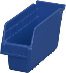 Akro-Mils - 11-5/8" Deep, Blue Polymer Hopper Shelf Bin - 6" High x 4-1/8" Wide x 11-5/8" Long - Exact Industrial Supply