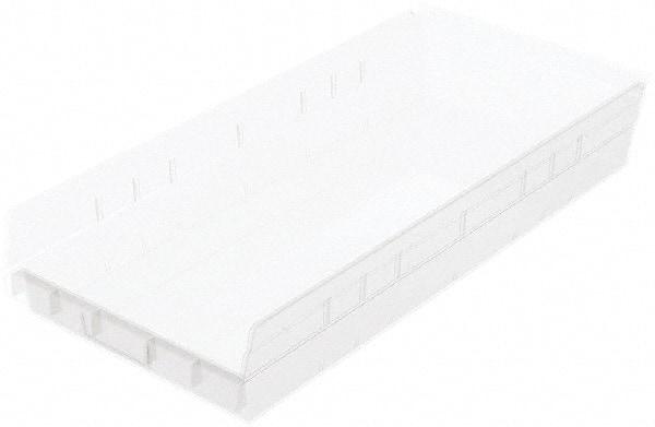 Akro-Mils - 513 Lb. Load Capacity, 23-5/8" Deep, Clear Hopper Shelf Bin - 4" High x 11-1/8" Wide x 23-5/8" Long - Exact Industrial Supply