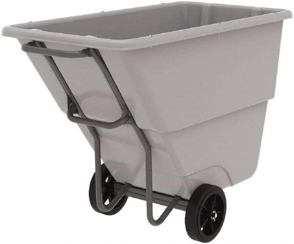 Akro-Mils - 1,000 Lb Load Capacity, 1/2 Cu Yd, Plastic Tilt Truck - 27" Wide x 54" Long x 36" High, Gray - Exact Industrial Supply