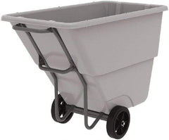 Akro-Mils - 1,000 Lb Load Capacity, 1/2 Cu Yd, Plastic Tilt Truck - 27" Wide x 54" Long x 36" High, Gray - Exact Industrial Supply