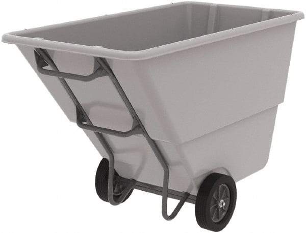 Akro-Mils - 600 Lb Load Capacity, 1 Cu Yd, Plastic Tilt Truck - 33" Wide x 66" Long x 42" High, Gray - Exact Industrial Supply