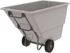 Akro-Mils - 600 Lb Load Capacity, 1 Cu Yd, Plastic Tilt Truck - 33" Wide x 66" Long x 42" High, Gray - Exact Industrial Supply