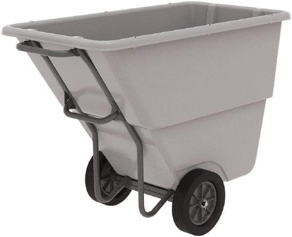 Akro-Mils - 600 Lb Load Capacity, 1/2 Cu Yd, Plastic Tilt Truck - 27" Wide x 54" Long x 36" High, Gray - Exact Industrial Supply