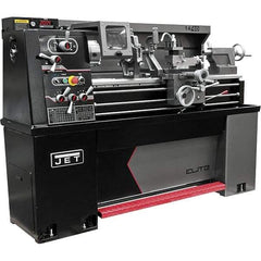 Jet - 14" Swing, 40" Between Centers, 230 Volt, Single Phase Engine Lathe - 5MT Taper, 3 hp, 30 to 2,200 RPM, 1-1/2" Bore Diam, 30" Deep x 58" High x 77" Long - Exact Industrial Supply