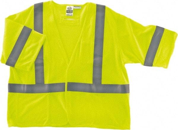 Ergodyne - Size 2X/3XL Flame Resistant/Retardant Lime Mesh General Purpose Vest - 52 to 58" Chest, ANSI/ISEA 107, Hook & Loop Closure, 2 Pockets, Polyester - Exact Industrial Supply