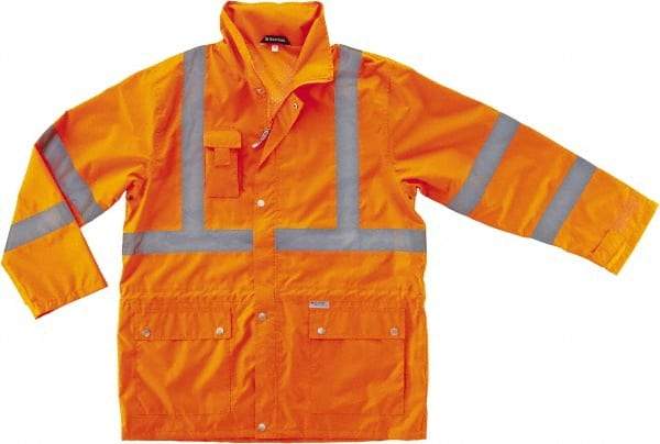 Ergodyne - Size L Cold Weather & High Visibility Jacket - Orange, Polyester, Zipper, Snaps Closure - Exact Industrial Supply