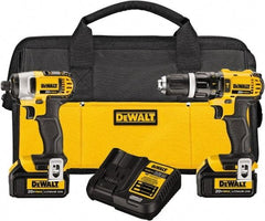 DeWALT - 20 Volt Cordless Tool Combination Kit - Includes 1/2" Hammer Drill & 1/4" Impact Driver, Lithium-Ion Battery Included - Exact Industrial Supply