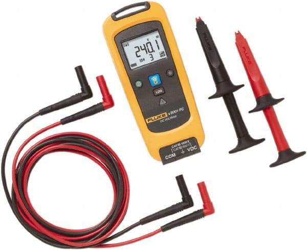 Fluke - 6 VDC to 1,000 VDC, Voltage Tester - LCD Display, +/-0.09 (up to 1,000 V), 0.15 (1,000 V)% Basic DC Accuracy, AA Power Supply - Exact Industrial Supply